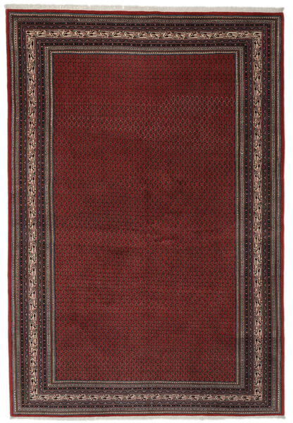  Persischer Sarough Mir Teppich 214X312 Schwarz/Dunkelrot (Wolle, Persien/Iran)