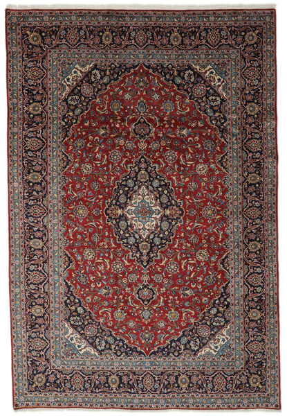 Tapete Oriental Kashan 242X352 Preto/Vermelho Escuro (Lã, Pérsia/Irão)
