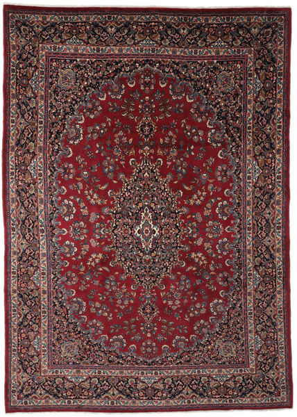 257X357 Tapete Oriental Mashad Preto/Vermelho Escuro Grande (Lã, Pérsia/Irão) Carpetvista
