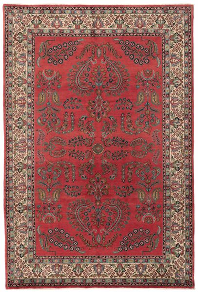 205X310 Alfombra Oriental Sarough Fine Rojo Oscuro/Marrón (Lana, Persia/Irán)