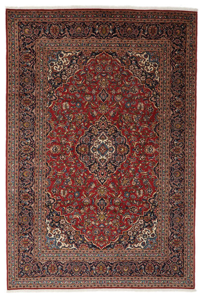 絨毯 オリエンタル カシャン 247X365 ブラック/ダークレッド (ウール, ペルシャ/イラン)