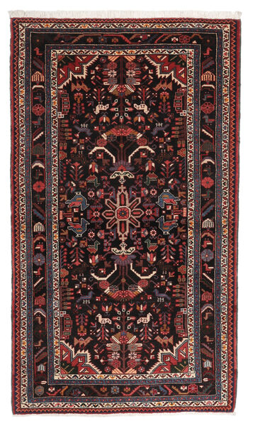 115X185 Tapis D'orient Hamadan Noir/Rouge Foncé (Laine, Perse/Iran)