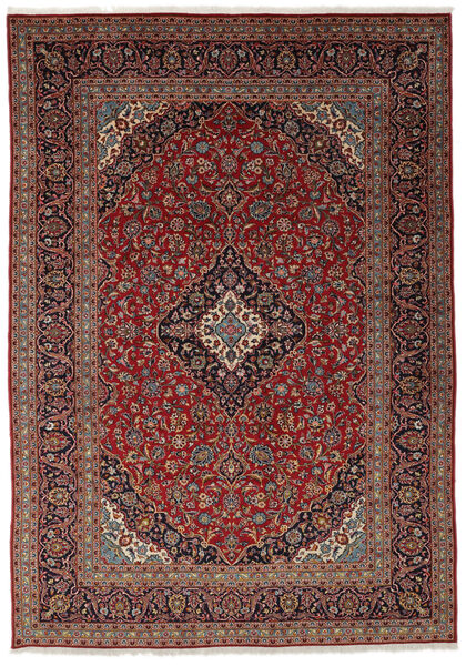  Orientalischer Keshan Teppich 246X352 Schwarz/Dunkelrot Wolle, Persien/Iran Carpetvista