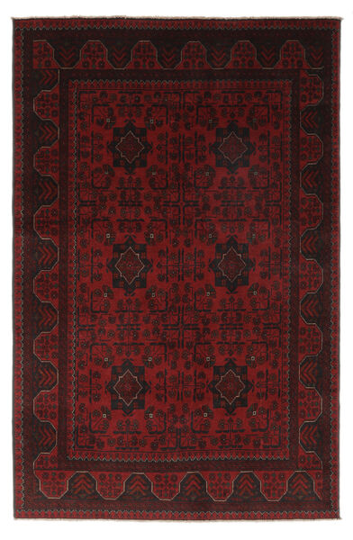 131X202 Tappeto Afghan Khal Mohammadi Orientale Nero/Rosso Scuro (Lana, Afghanistan) Carpetvista