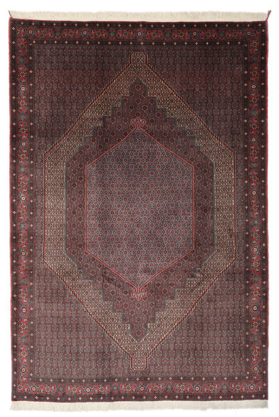  Senneh Teppich 198X287 Persischer Wollteppich Schwarz/Dunkelrot Carpetvista