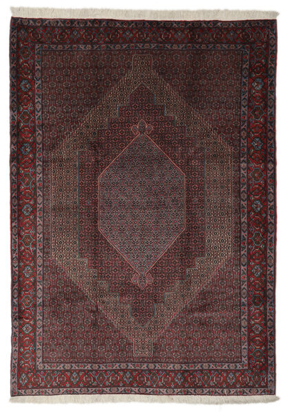  Persian Senneh Rug 207X291 Black/Dark Red Carpetvista