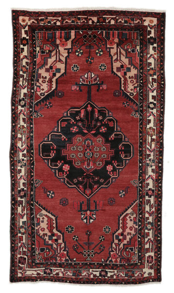 絨毯 ハマダン 165X295 廊下 カーペット ブラック/ダークレッド (ウール, ペルシャ/イラン)