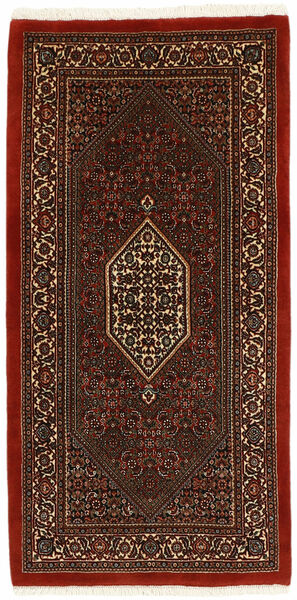 Bidjar Με Μετάξι Χαλι 72X143 Περσικό Μαλλινο Μαύρα/Σκούρο Κόκκινο Μικρό