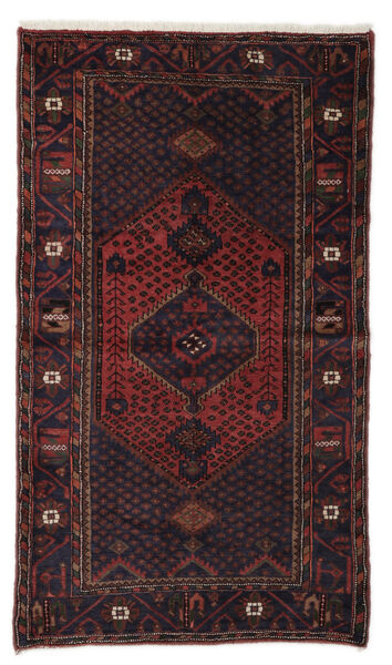 Tapete Oriental Hamadã 128X220 Preto/Vermelho Escuro (Lã, Pérsia/Irão)