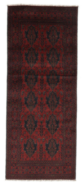 81X198 Tapis D'orient Afghan Khal Mohammadi De Couloir Noir/Rouge Foncé (Laine, Afghanistan)