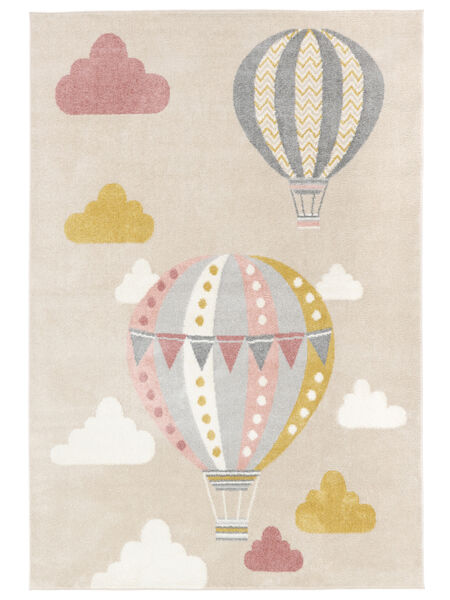  140X200 キッズカーペット 小 Balloon Ride 絨毯 - ベージュ/ピンク