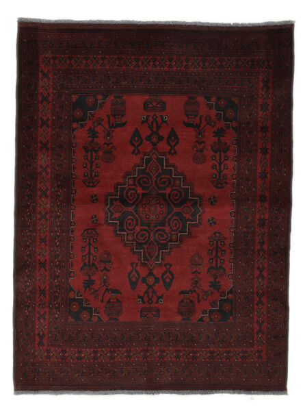 Tapis D'orient Afghan Khal Mohammadi 151X196 Noir/Rouge Foncé (Laine, Afghanistan