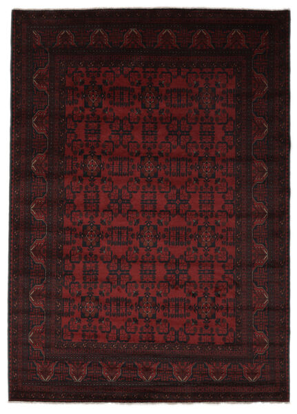 Tapis D'orient Afghan Khal Mohammadi 206X294 Noir/Rouge Foncé (Laine, Afghanistan)