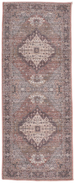  80X200 Medallion Washable Small Farah Oriental Rug - Burgundy Red/Cream White