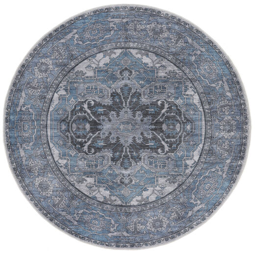 Shamira Oriental 洗える Ø 160 ブルー 円形 ラウンド 絨毯