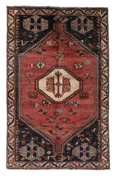 155X244 Tapete Oriental Shiraz Preto/Vermelho Escuro (Lã, Pérsia/Irão) Carpetvista