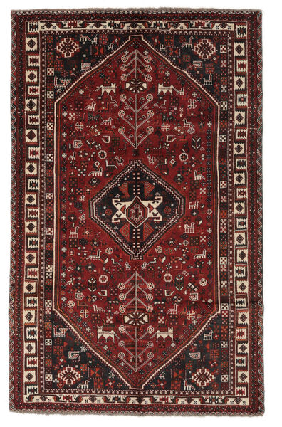  Shiraz Teppich 158X249 Persischer Wollteppich Schwarz/Dunkelrot Klein Carpetvista