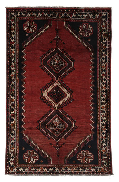 Tapete Persa Shiraz 160X250 Preto/Vermelho Escuro (Lã, Pérsia/Irão)