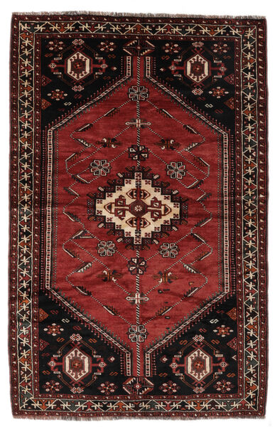 165X253 Tapis D'orient Shiraz Noir/Rouge Foncé (Laine, Perse/Iran) Carpetvista