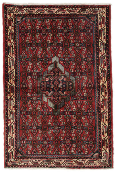 Asadabad Teppe 101X151 Svart/Mørk Rød Ull, Persia/Iran Carpetvista