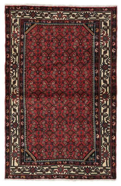 Χαλι Hosseinabad 102X158 Μαύρα/Σκούρο Κόκκινο (Μαλλί, Περσικά/Ιρανικά)