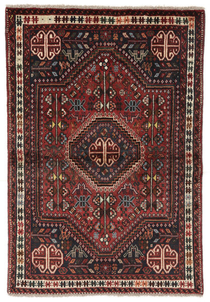 Tapete Persa Shiraz 101X147 Preto/Vermelho Escuro (Lã, Pérsia/Irão)