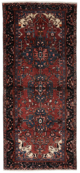 絨毯 オリエンタル ハマダン 130X292 廊下 カーペット ブラック/ダークレッド (ウール, ペルシャ/イラン)