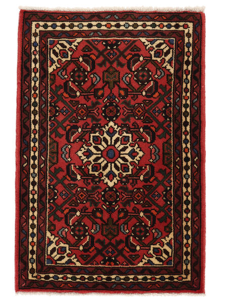 63X95 Tappeto Orientale Hosseinabad Nero/Rosso Scuro (Lana, Persia/Iran) Carpetvista