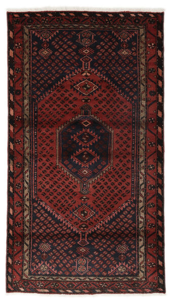 107X190 Hamadan Vloerkleed Oosters Zwart/Donkerrood (Wol, Perzië/Iran) Carpetvista