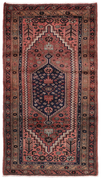  Orientalsk Hamadan Tæppe 107X195 Sort/Mørkerød Uld, Persien/Iran Carpetvista