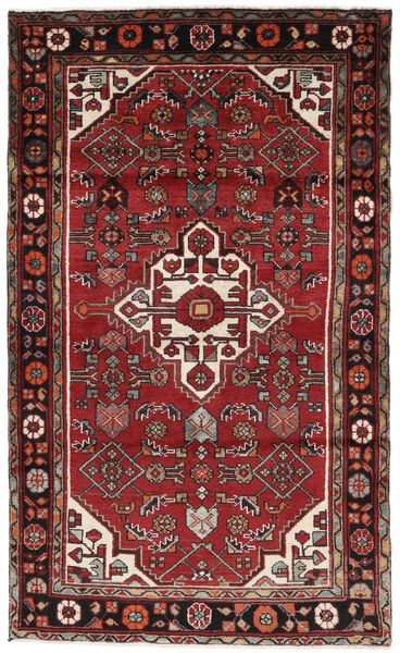 117X193 Hosseinabad Matta Orientalisk Svart/Mörkröd (Ull, Persien/Iran) Carpetvista