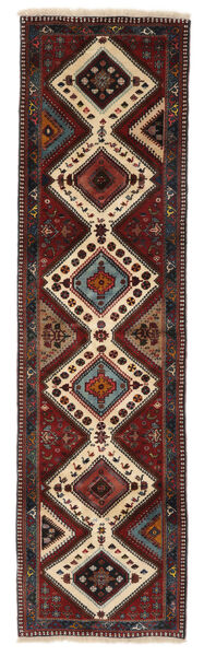 Dywan Orientalny Yalameh 81X291 Chodnikowy Czarny/Brunatny (Wełna, Persja/Iran)