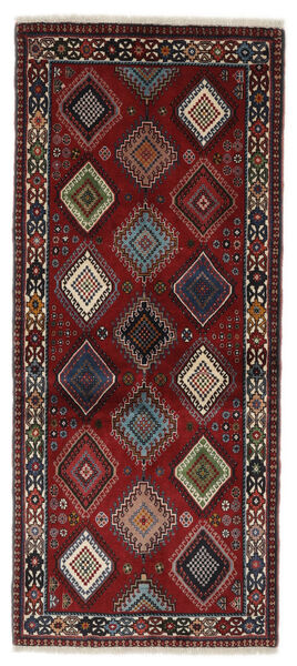 Yalameh Vloerkleed 84X192 Tapijtloper Zwart/Donkerrood Wol, Perzië/Iran Carpetvista