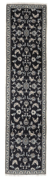  Oriental Nain Rug 78X307 Runner
 Black/Dark Grey Wool, Persia/Iran Carpetvista