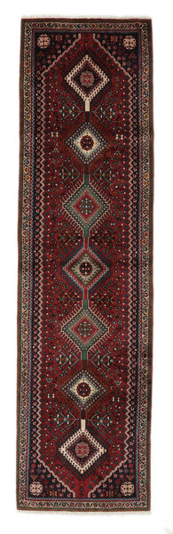  Orientalischer Abadeh Teppich 85X298 Läufer Schwarz/Dunkelrot Wolle, Persien/Iran Carpetvista