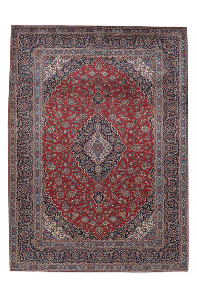 Tapete Kashan 296X408 Preto/Vermelho Escuro Grande (Lã, Pérsia/Irão)