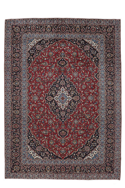 Keshan Teppich 290X401 Schwarz/Dunkelrot Großer Wolle, Persien/Iran Carpetvista