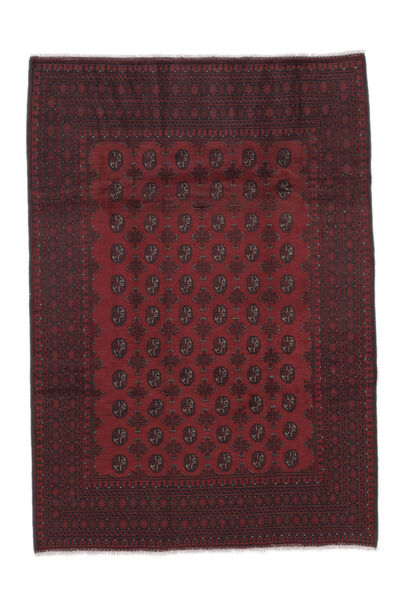 Afghan Fine Teppich 198X284 Schwarz/Dunkelrot Wolle, Afghanistan Carpetvista