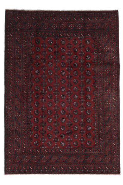  Afghan Fine Rug 197X279 Wool Black/Dark Red Carpetvista