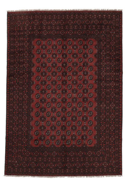  Afghan Fine Rug 197X286 Wool Black/Dark Red Carpetvista