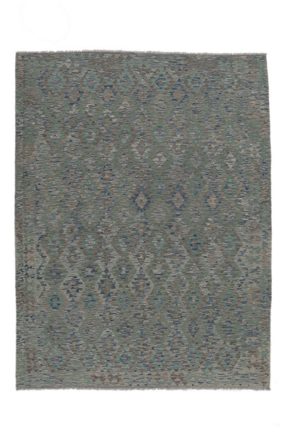  Orientalischer Kelim Afghan Old Stil Teppich 259X341 Dunkelgrau/Schwarz Großer Wolle, Afghanistan Carpetvista