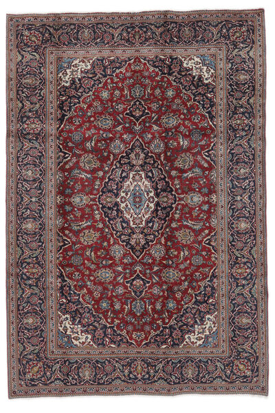 絨毯 オリエンタル カシャン 200X297 ブラック/ダークレッド (ウール, ペルシャ/イラン)