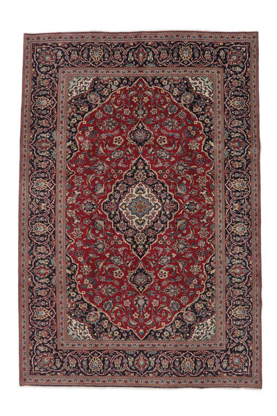 Tapete Oriental Kashan 197X293 Preto/Vermelho Escuro (Lã, Pérsia/Irão)