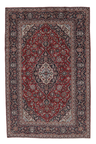 絨毯 カシャン 195X304 ブラック/ダークレッド (ウール, ペルシャ/イラン)