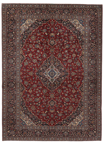 Tapete Persa Kashan 300X408 Preto/Vermelho Escuro Grande (Lã, Pérsia/Irão)