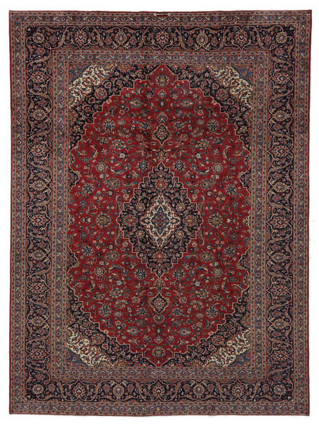 Koberec Orientální Keshan 290X395 Černá/Tmavě Červená Velký (Vlna, Persie/Írán)