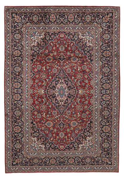  Persischer Keshan Teppich 249X357 Schwarz/Dunkelrot (Wolle, Persien/Iran)