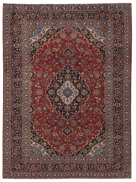 Tapete Oriental Kashan 260X352 Preto/Vermelho Escuro Grande (Lã, Pérsia/Irão)