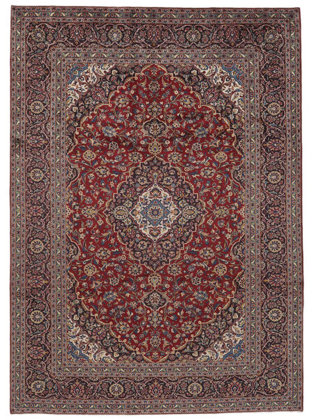 268X375 絨毯 オリエンタル カシャン ブラック/ダークレッド 大きな (ウール, ペルシャ/イラン) Carpetvista