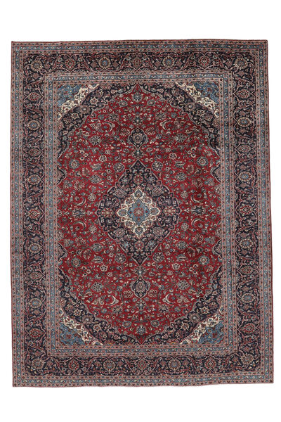 Tapete Kashan 295X401 Preto/Vermelho Escuro Grande (Lã, Pérsia/Irão)
